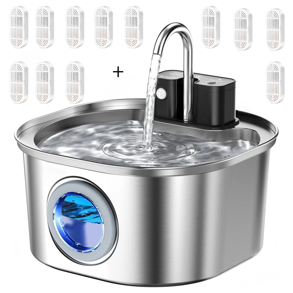 Fontaine à eau AquaPaw Pro 3L — Sans fil, Capteur & Acier Inoxydable
