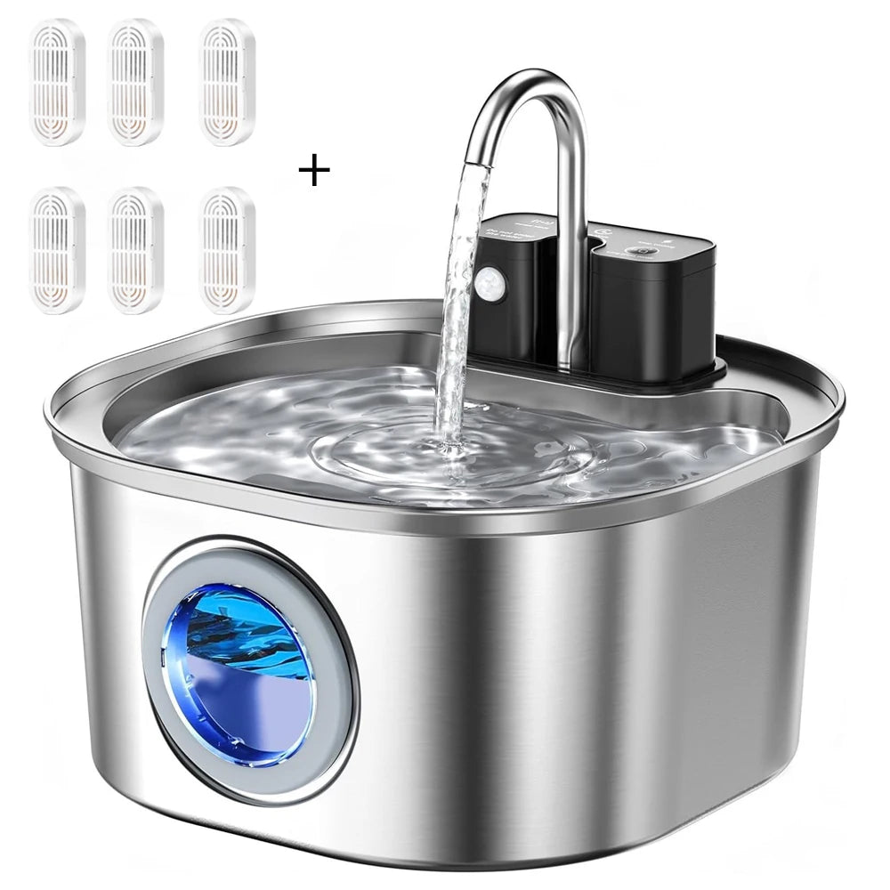 Fontaine à eau AquaPaw Pro 3L — Sans fil, Capteur & Acier Inoxydable