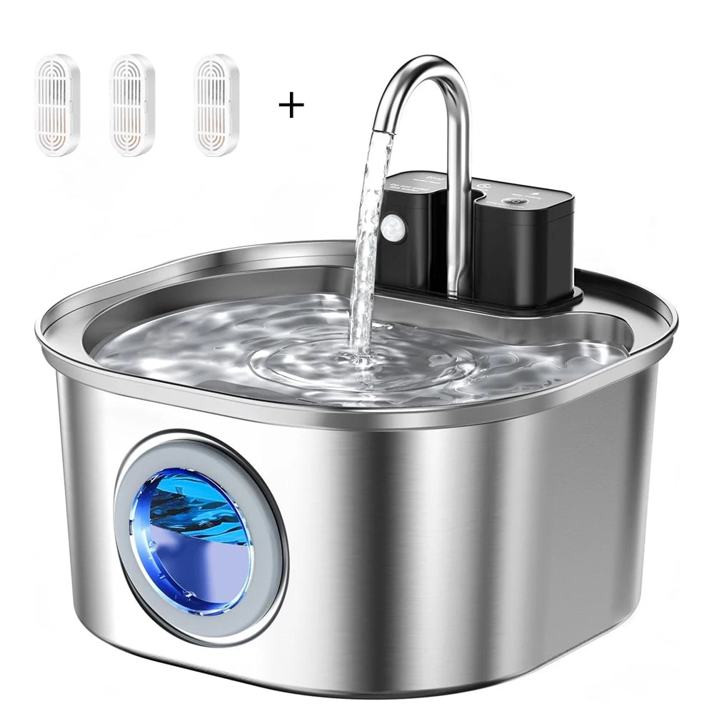 Fontaine à eau AquaPaw Pro 3L — Sans fil, Capteur & Acier Inoxydable